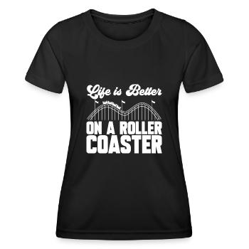 Achterbahn Rollercoaster Freizeitpark - Frauen Funktions-T-Shirt - Schwarz - Vorne - AI Model Female 172 light (172cm)