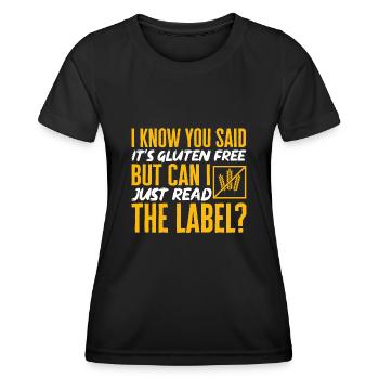 Sans gluten Intolérance au gluten - T-shirt sport Femme - noir - Devant - AI Model Female 172 light (172cm)