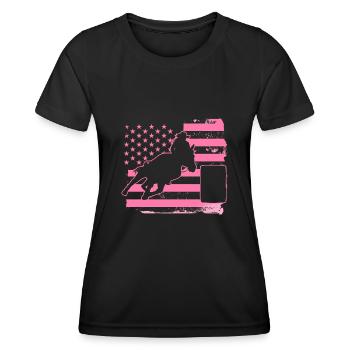 Rodeo Barrel Racing Pferd - Frauen Funktions-T-Shirt - Schwarz - Vorne - AI Model Female 172 light (172cm)