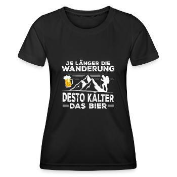 Je länger die Wanderung desto kälter das Bier - Frauen Funktions-T-Shirt - Schwarz - Vorne - AI Model Female 172 light (172cm)