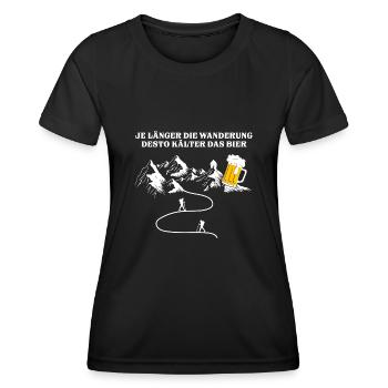 Je länger die Wanderung desto kälter das Bier - Frauen Funktions-T-Shirt - Schwarz - Vorne - AI Model Female 172 light (172cm)