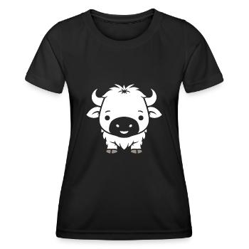 Büffel - Frauen Funktions-T-Shirt - Schwarz - Vorne - AI Model Female 172 light (172cm)