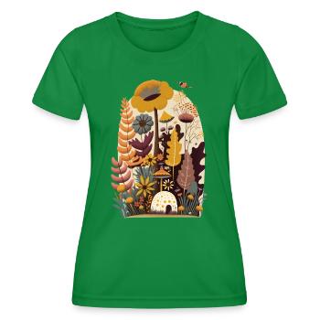 Flower Meadow Garden Blossoms Plants Flora Autumn - Women's Functional T-Shirt - kelly green - Front - AI Model Female 172 dark (172cm)