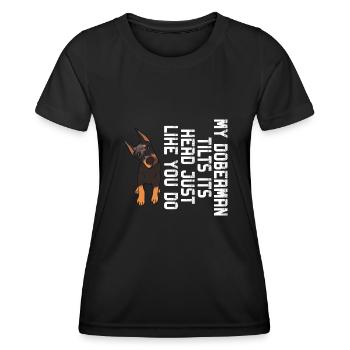 Doberman Pinscher Dog Dobie - Women's Functional T-Shirt - black - Front - AI Model Female 172 light (172cm)