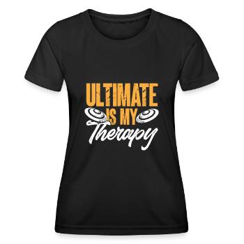 Disque de lancer de frisbee ultime - T-shirt sport Femme - noir - Devant - AI Model Female 172 light (172cm)