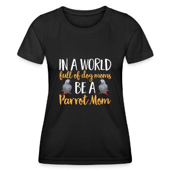 Graupapagei African Grey Parrot Papagei - Frauen Funktions-T-Shirt - Schwarz - Vorne - AI Model Female 172 light (172cm)
