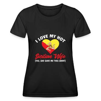 Sicile Drapeau Italie Sicile - T-shirt sport Femme - noir - Devant - AI Model Female 172 light (172cm)