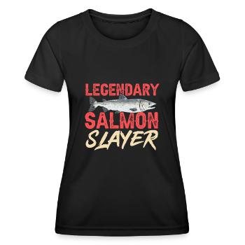 Pêche au saumon Pêcheur de saumon - T-shirt sport Femme - noir - Devant - AI Model Female 172 light (172cm)