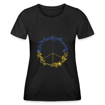PEACE UKRAINE - Édition Florale - Symbole - T-shirt sport Femme - noir - Devant - AI Model Female 172 light (172cm)