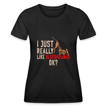 Bloodhound Hund Bluthund - Frauen Funktions-T-Shirt - Schwarz - Vorne - AI Model Female 172 light (172cm)