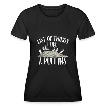 puffin puffin auke birds Lunde - Women's Functional T-Shirt - black - Front - AI Model Female 172 light (172cm)