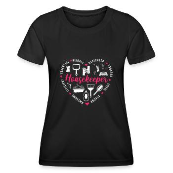 Domestic help, cleaner, housekeeper - Women's Functional T-Shirt - black - Front - AI Model Female 172 light (172cm)