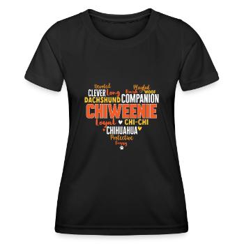 Chiweenie Chien - T-shirt sport Femme - noir - Devant - AI Model Female 172 light (172cm)