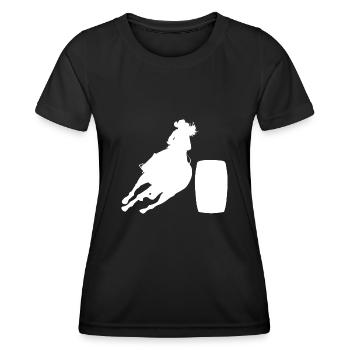 Cheval de course de barils de rodéo - T-shirt sport Femme - noir - Devant - AI Model Female 172 light (172cm)