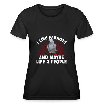 Graupapagei African Grey Parrot Papagei - Women's Functional T-Shirt - black - Front - AI Model Female 172 light (172cm)