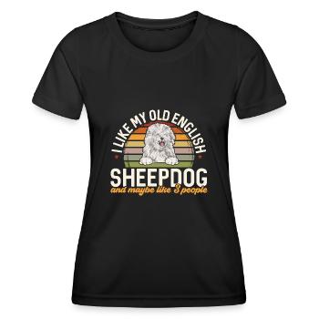 Old English Sheepdog Sheepie Bobtail - Frauen Funktions-T-Shirt - Schwarz - Vorne - AI Model Female 172 light (172cm)