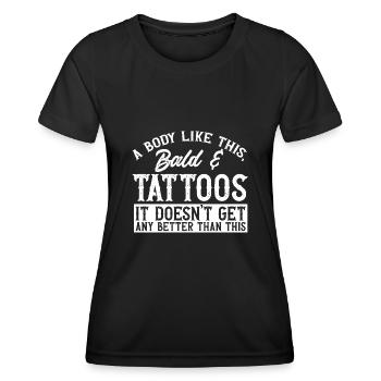 Bald Head Baldness Beard Bald Head - Women's Functional T-Shirt - black - Front - AI Model Female 172 light (172cm)