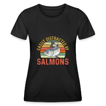 Pêche au saumon Pêcheur de saumon - T-shirt sport Femme - noir - Devant - AI Model Female 172 light (172cm)
