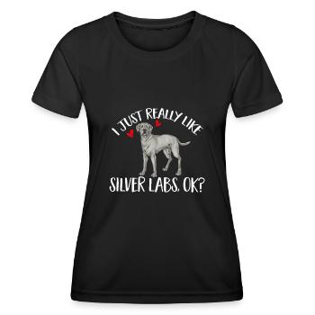 Silver Labrador Retriever Silver Lab - T-shirt sport Femme - noir - Devant - AI Model Female 172 light (172cm)
