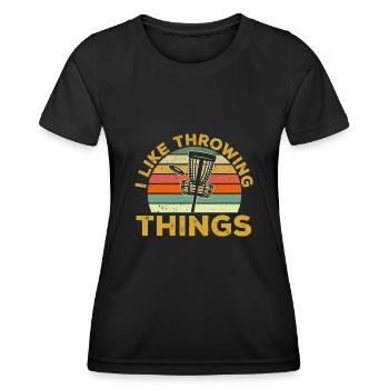 Discgolf Disc Golf Frisbee - Frauen Funktions-T-Shirt - Schwarz - Vorne - AI Model Female 172 light (172cm)