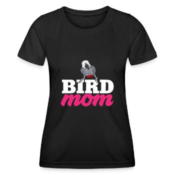 Graupapagei African Grey Parrot Papagei - Frauen Funktions-T-Shirt - Schwarz - Vorne - AI Model Female 172 light (172cm)
