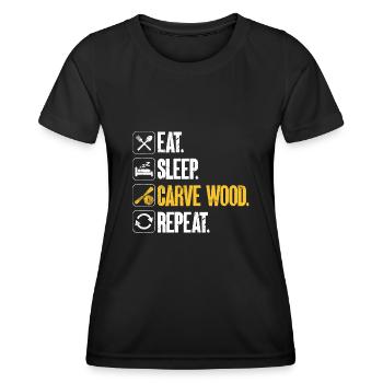 Charpentier sculpteur sur bois - T-shirt sport Femme - noir - Devant - AI Model Female 172 light (172cm)