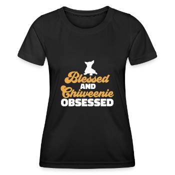 Chiweenie Chien - T-shirt sport Femme - noir - Devant - AI Model Female 172 light (172cm)