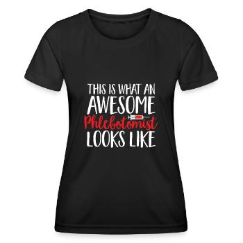 Phlebotomy Blood Draw Blood Nurse - Women's Functional T-Shirt - black - Front - AI Model Female 172 light (172cm)