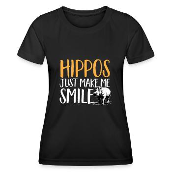 Hippopotame Hippopotame - T-shirt sport Femme - noir - Devant - AI Model Female 172 light (172cm)