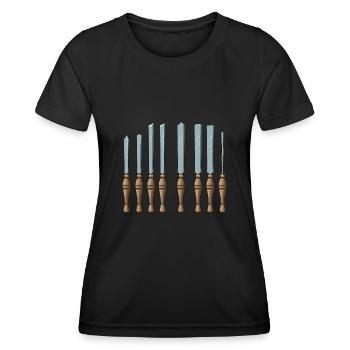 Tour à bois tournante - T-shirt sport Femme - noir - Devant - AI Model Female 172 light (172cm)