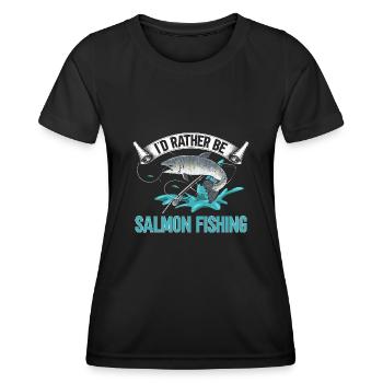 Pêche au saumon Pêcheur de saumon - T-shirt sport Femme - noir - Devant - AI Model Female 172 light (172cm)