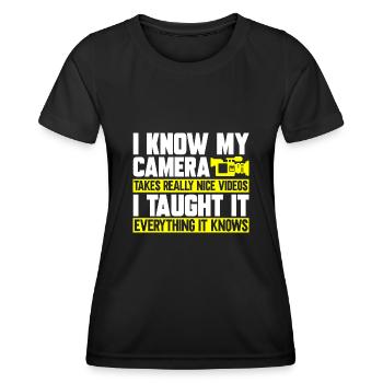 Monteur vidéo Cinéaste Vidéaste - T-shirt sport Femme - noir - Devant - AI Model Female 172 light (172cm)