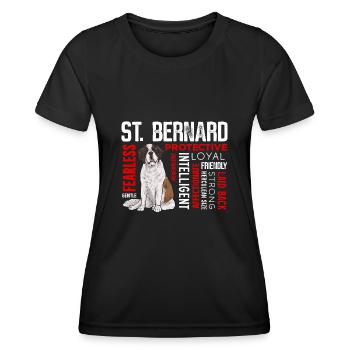 St. Bernard St. Bernard Dog Dog - Women's Functional T-Shirt - black - Front - AI Model Female 172 light (172cm)
