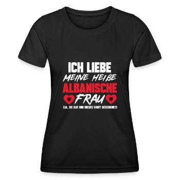 Albanische Flagge Albanischer Adler Shqiponja - Frauen Funktions-T-Shirt - Schwarz - Vorne - AI Model Female 172 light (172cm)