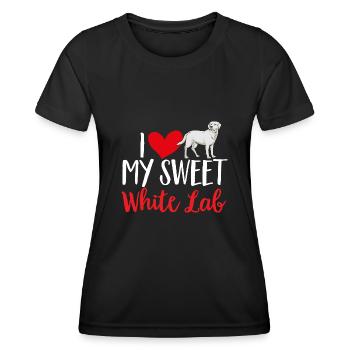 Labrador Retriever blanc Labrador Labrador blanc - T-shirt sport Femme - noir - Devant - AI Model Female 172 light (172cm)