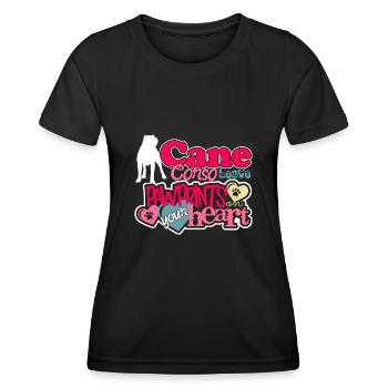 Love Cane Corso Pawprints On Your Heart - Women's Functional T-Shirt - black - Front - AI Model Female 172 light (172cm)