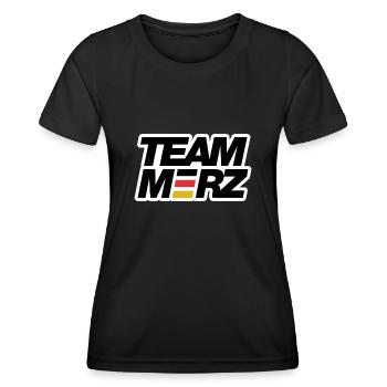 Team Merz - Kanzler - Frauen Funktions-T-Shirt - Schwarz - Vorne - AI Model Female 172 light (172cm)