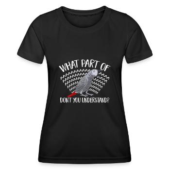 Graupapagei African Grey Parrot Papagei - Frauen Funktions-T-Shirt - Schwarz - Vorne - AI Model Female 172 light (172cm)