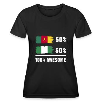 Kamerun Flagge Kamerun - Frauen Funktions-T-Shirt - Schwarz - Vorne - AI Model Female 172 light (172cm)