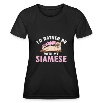 Siamkatze - Frauen Funktions-T-Shirt - Schwarz - Vorne - AI Model Female 172 light (172cm)