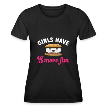 S'more Lagerfeuer Marshmallow Camping - Frauen Funktions-T-Shirt - Schwarz - Vorne - AI Model Female 172 light (172cm)