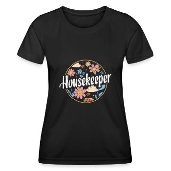 Domestic help, cleaner, housekeeper - Women's Functional T-Shirt - black - Front - AI Model Female 172 light (172cm)