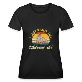 Walross - Frauen Funktions-T-Shirt - Schwarz - Vorne - AI Model Female 172 light (172cm)