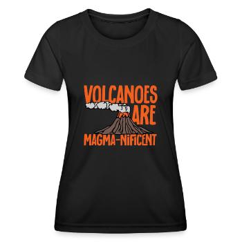 volcan, géologie, volcanologie, lave - T-shirt sport Femme - noir - Devant - AI Model Female 172 light (172cm)