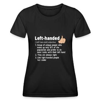 Linkshänder - Frauen Funktions-T-Shirt - Schwarz - Vorne - AI Model Female 172 light (172cm)