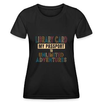 Carte de bibliothèque Mon laissez-passer illimité - T-shirt sport Femme - noir - Devant - AI Model Female 172 light (172cm)