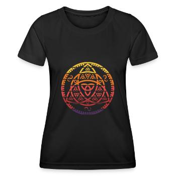 Vegvisir Futhark Runes, Viking Symbol, Vintage - Women's Functional T-Shirt - black - Front - AI Model Female 172 light (172cm)