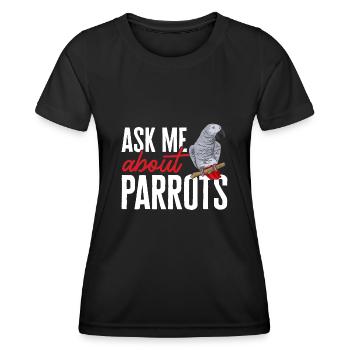 Graupapagei African Grey Parrot Papagei - Frauen Funktions-T-Shirt - Schwarz - Vorne - AI Model Female 172 light (172cm)