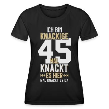 45. GEBURTSTAG 1981 KNACKIGE 45 - Frauen Funktions-T-Shirt - Schwarz - Vorne - AI Model Female 172 light (172cm)