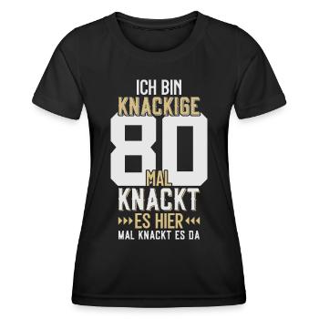 80. GEBURTSTAG 1946 KNACKIGE 80 - Frauen Funktions-T-Shirt - Schwarz - Vorne - AI Model Female 172 light (172cm)
